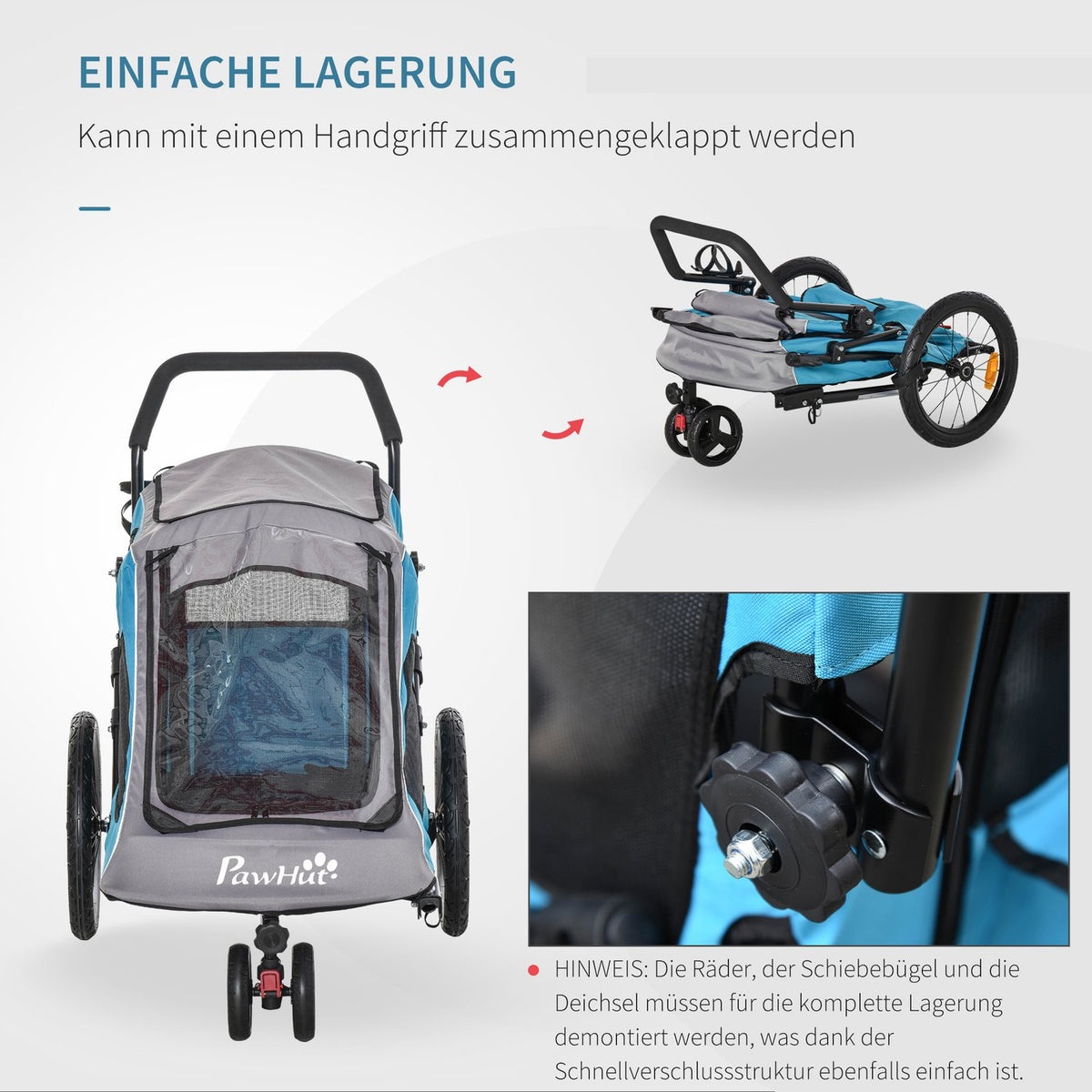 2-In-1 Dog Trailer Multifunctional Pet Bicycle Trailer Breathable Oxford Cloth Metal Blue
