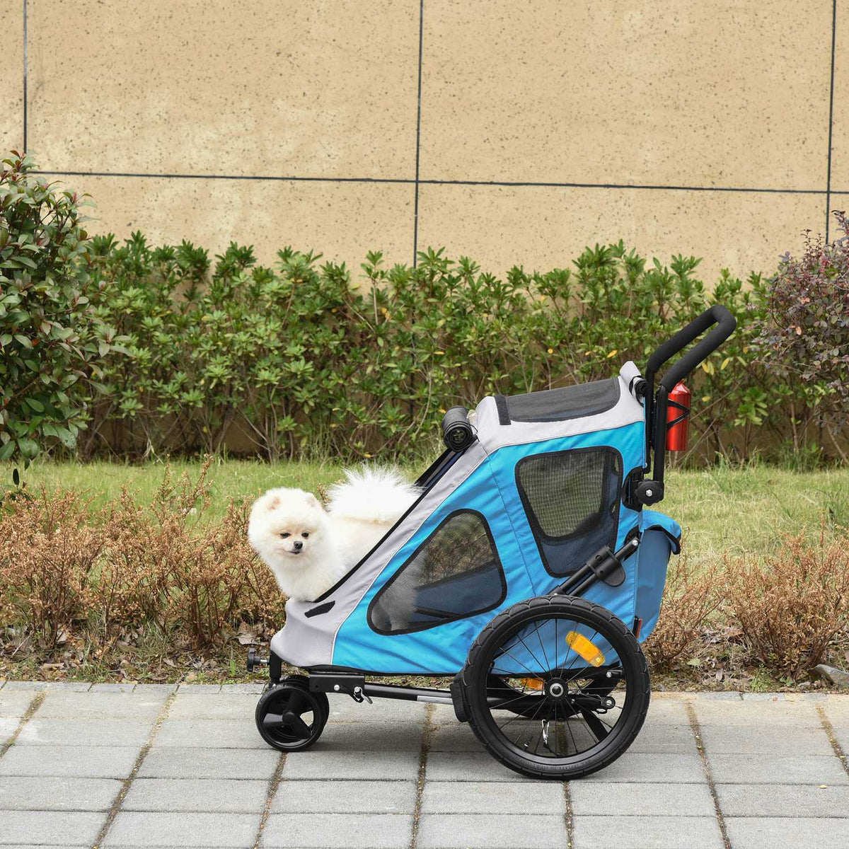 2-In-1 Dog Trailer Multifunctional Pet Bicycle Trailer Breathable Oxford Cloth Metal Blue