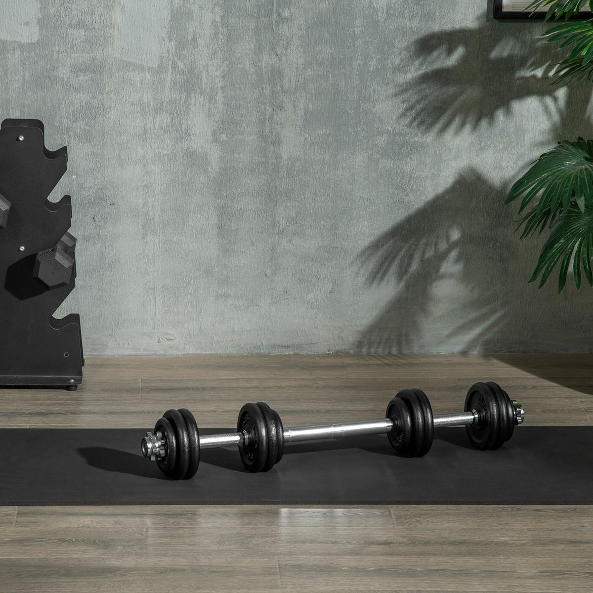 2-In-1 Dumbbell Set 30 Kg Dumbbell Set, Adjustable, With 12 Weight Plates, For Strength Training, Black