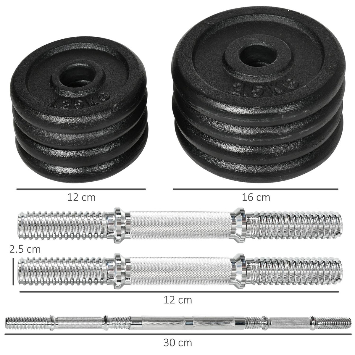 2 In 1 Dumbbell Set, Adjustable Dumbbell Set, 20 Kg, Dumbbell And Barbell With Connecting Tube, Rust-Proof, Anti-Slip