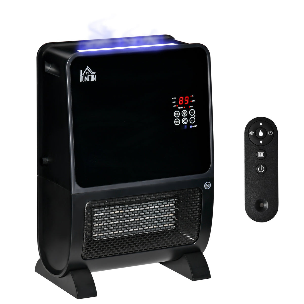2 In 1 Fan Heater Electric Heater With Remote Control Humidifier Ceramic Led Light Humidification Function 8-Hour Timer 2000W With Gs