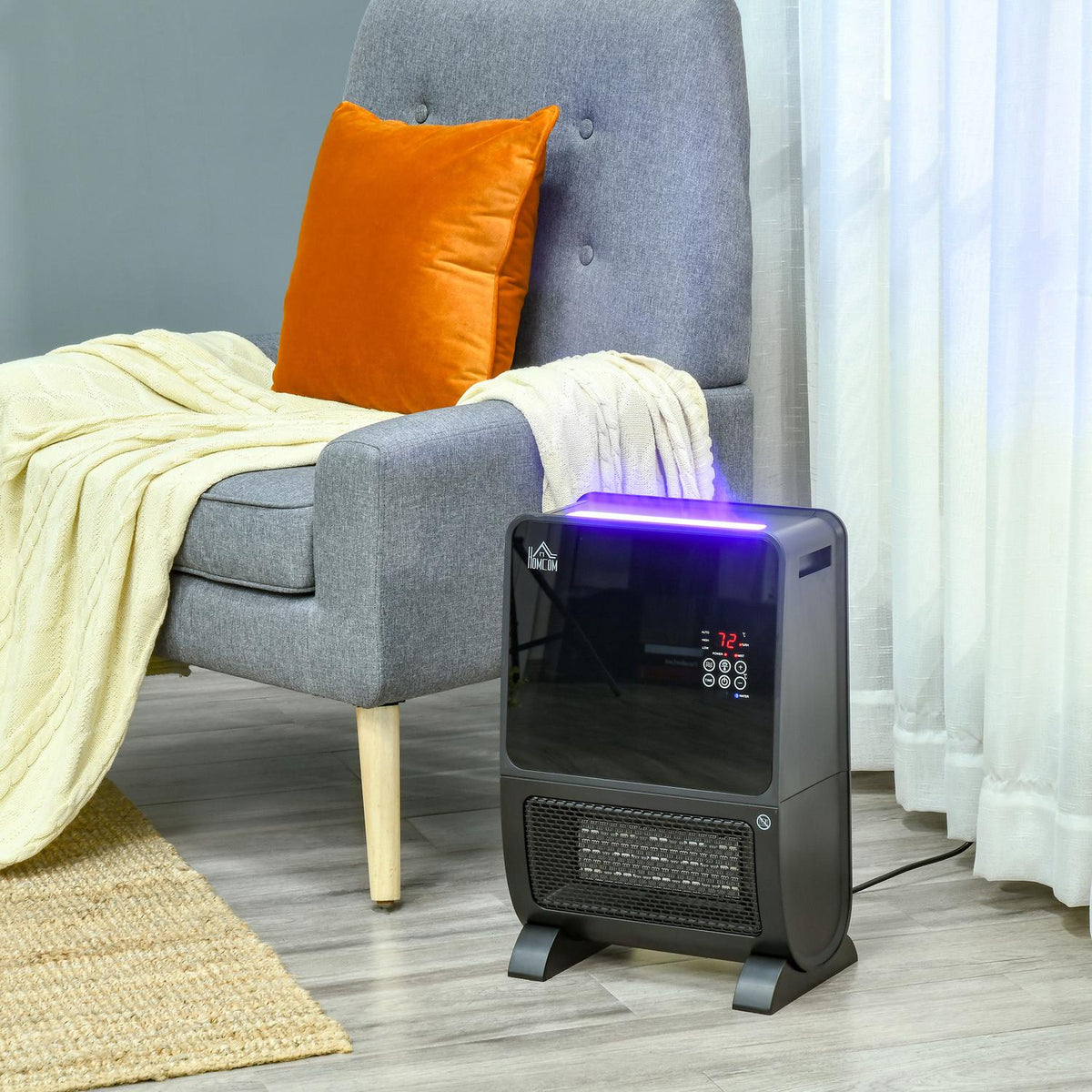 2 In 1 Fan Heater Electric Heater With Remote Control Humidifier Ceramic Led Light Humidification Function 8-Hour Timer 2000W With Gs
