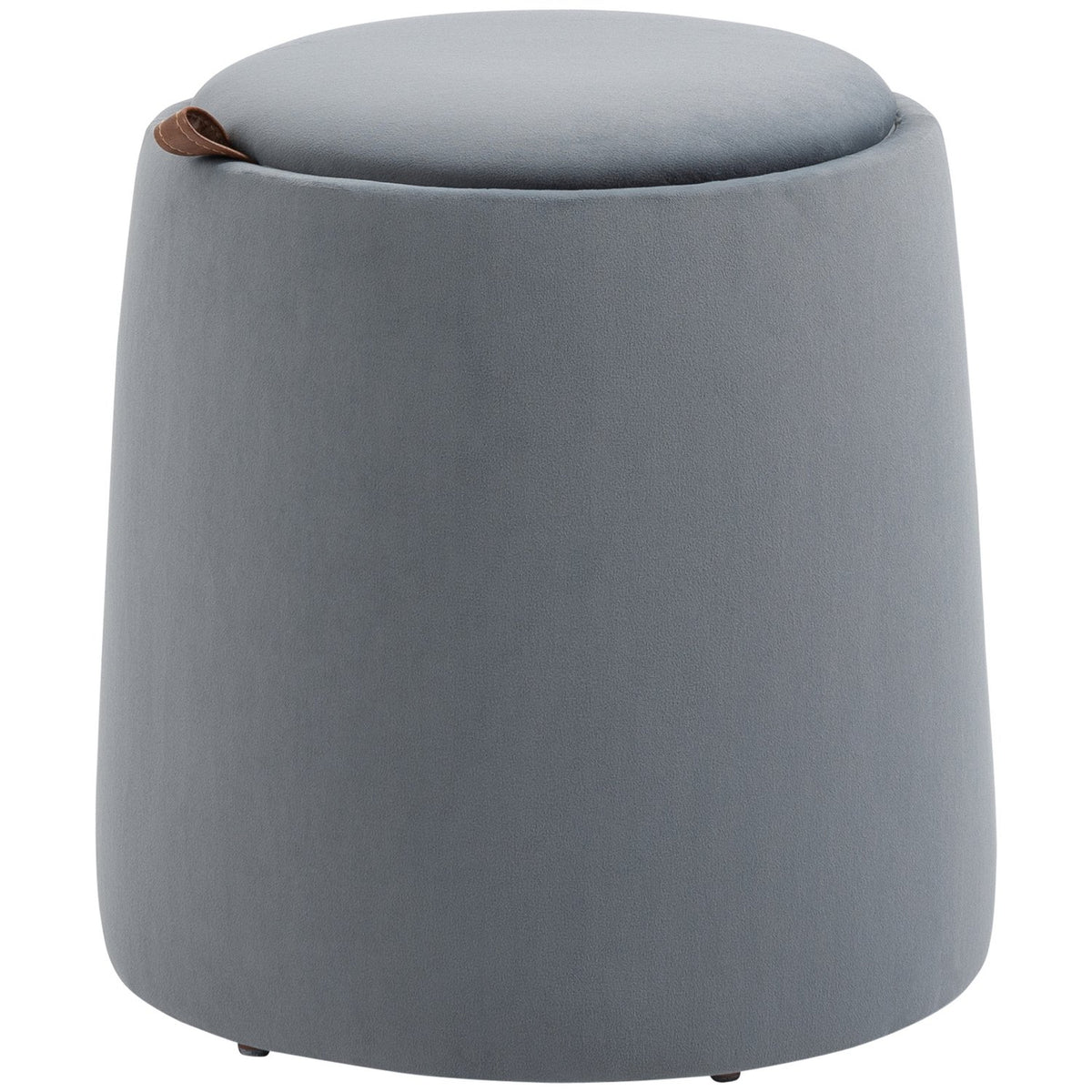 2-In-1 Ottoman Round Stool In Velvet Look With Storage Space, Gray, Removable Lid, Ø44Cm X 47.5Cm, As A Side Table