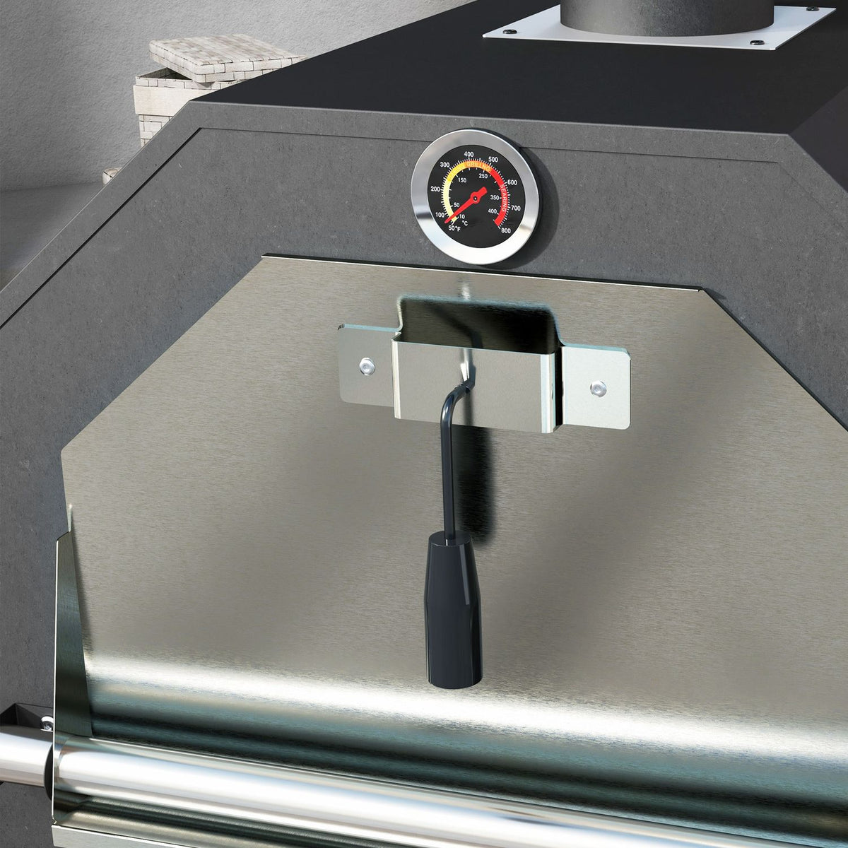 2-In-1 Pizza Oven, Outdoor Grill Oven With Pizza Stone, Ash Compartment, 2 Grill Racks, Wood-Burning Oven With Wheels, Thermometer, For Garden, Black