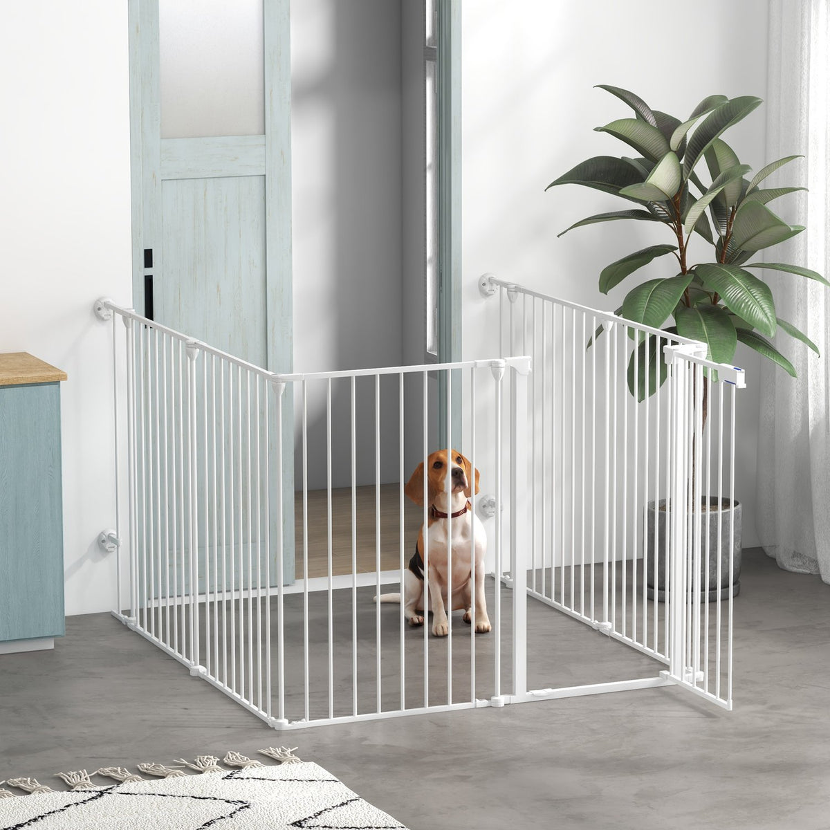 2 In 1 Puppy Playpen, Barrier With 6 Panels, Outdoor Enclosure, Foldable Puppy Run, For Medium-Sized Dogs With Closing Aid