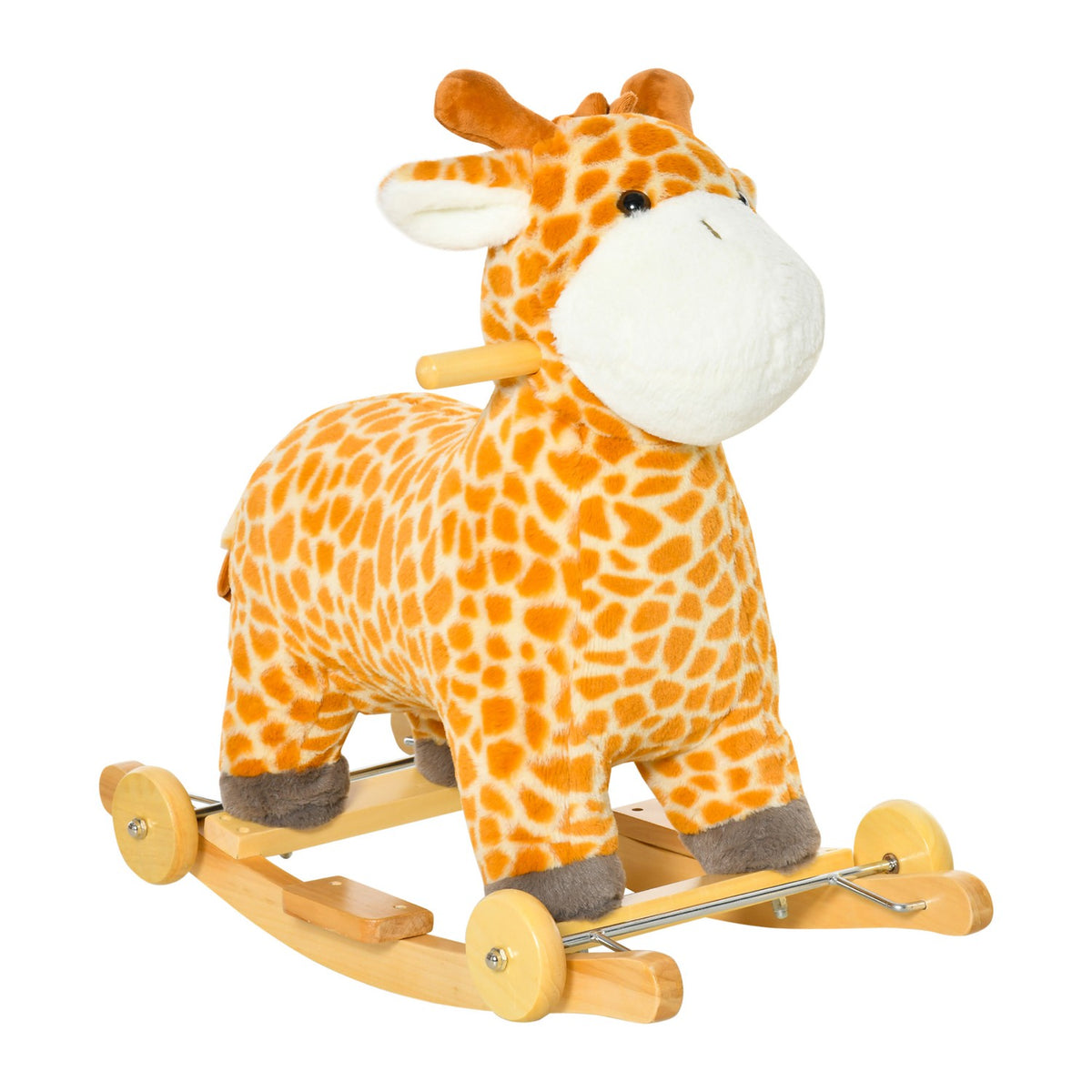 2-In-1 Rocking Horse Wheels Yellow Plush Toy Convertible 63X38X63Cm