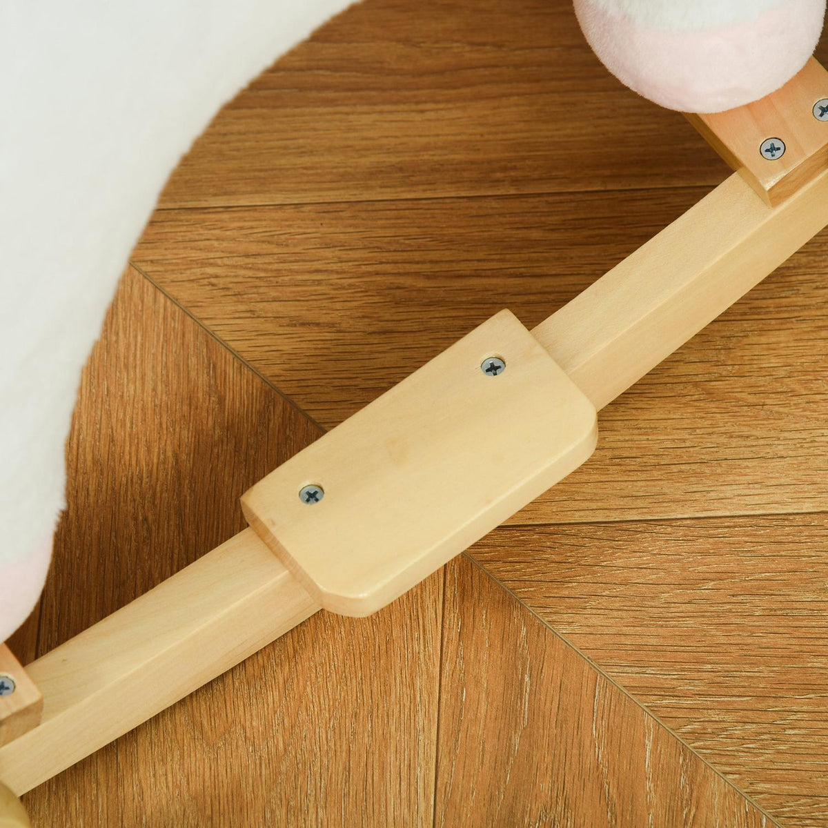 2-In-1 Rocking Horse With Wheels Plush Rocking Animal Toy For Children, White, 63X38X63Cm