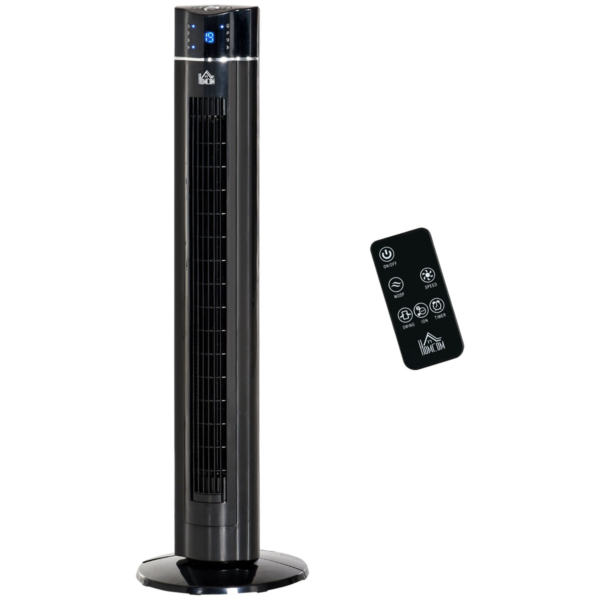 2-In-1 Tower Fan Stand Fan With Remote Control, Ionizer, Timer, 3 Levels, 60° Oscillation, 60W, Black