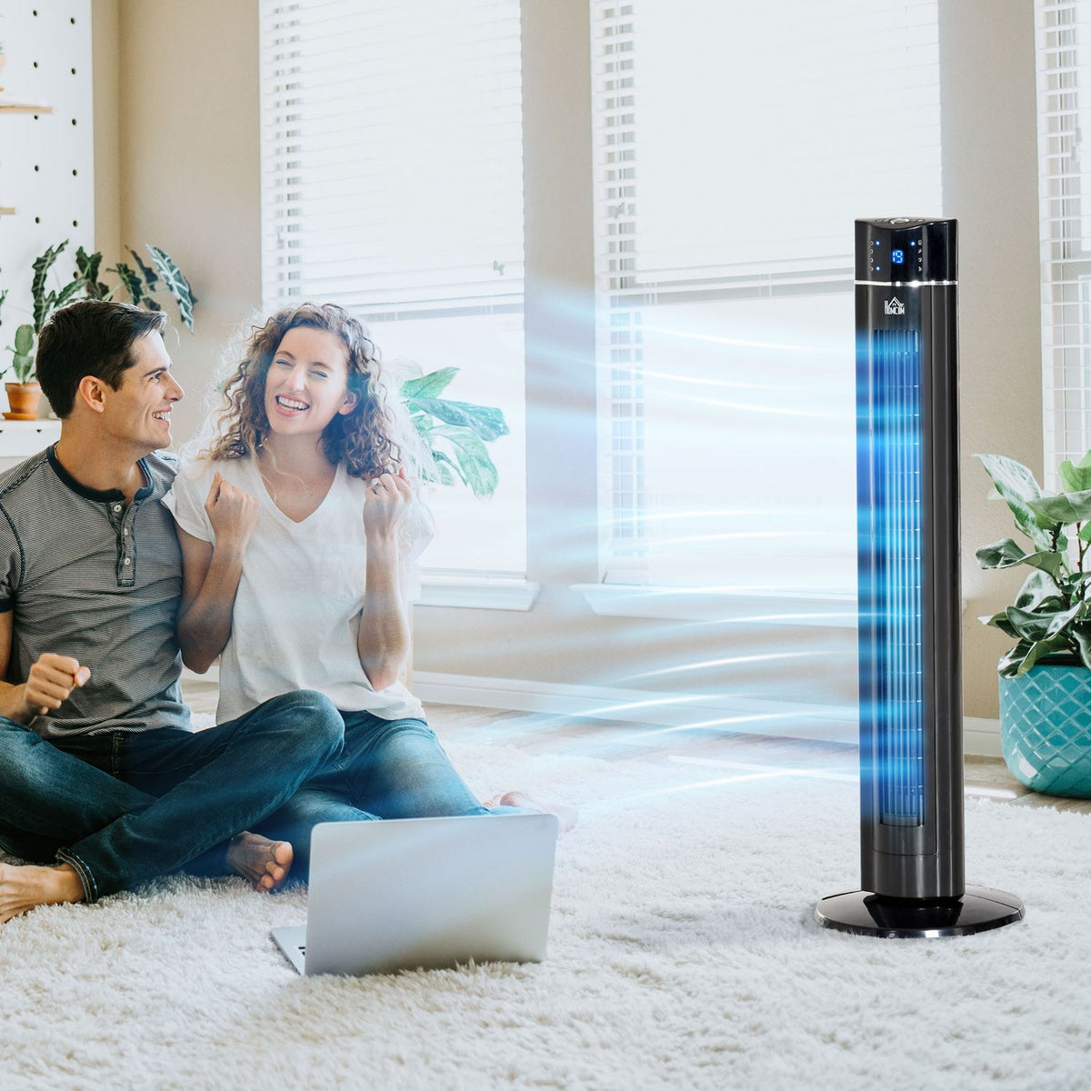 2-In-1 Tower Fan Stand Fan With Remote Control, Ionizer, Timer, 3 Levels, 60° Oscillation, 60W, Black