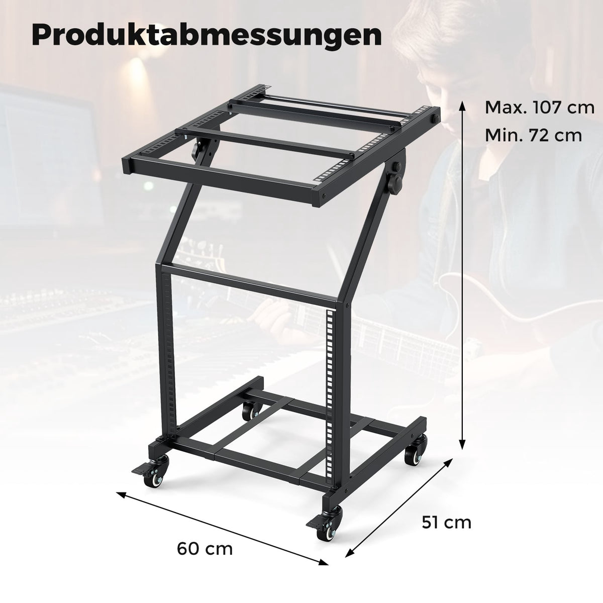 2-Layer Adjustable Audio Rack with Locking Wheels