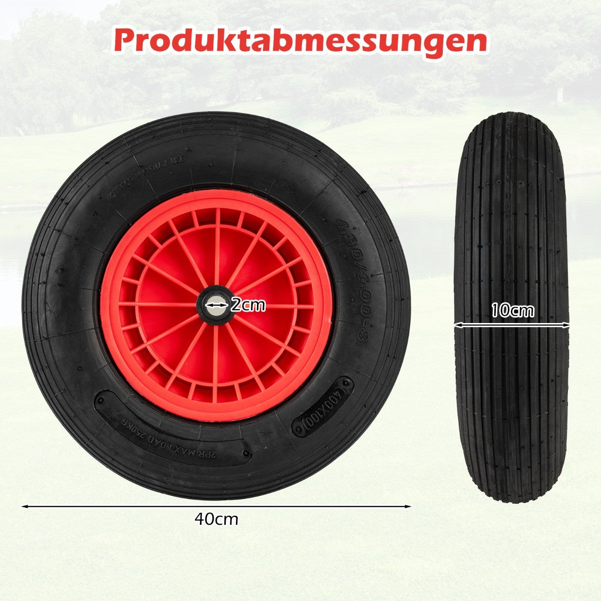 2 Pack 4.80/4.00-8 Wheelbarrow Tires, 40cm Rubber Wheels