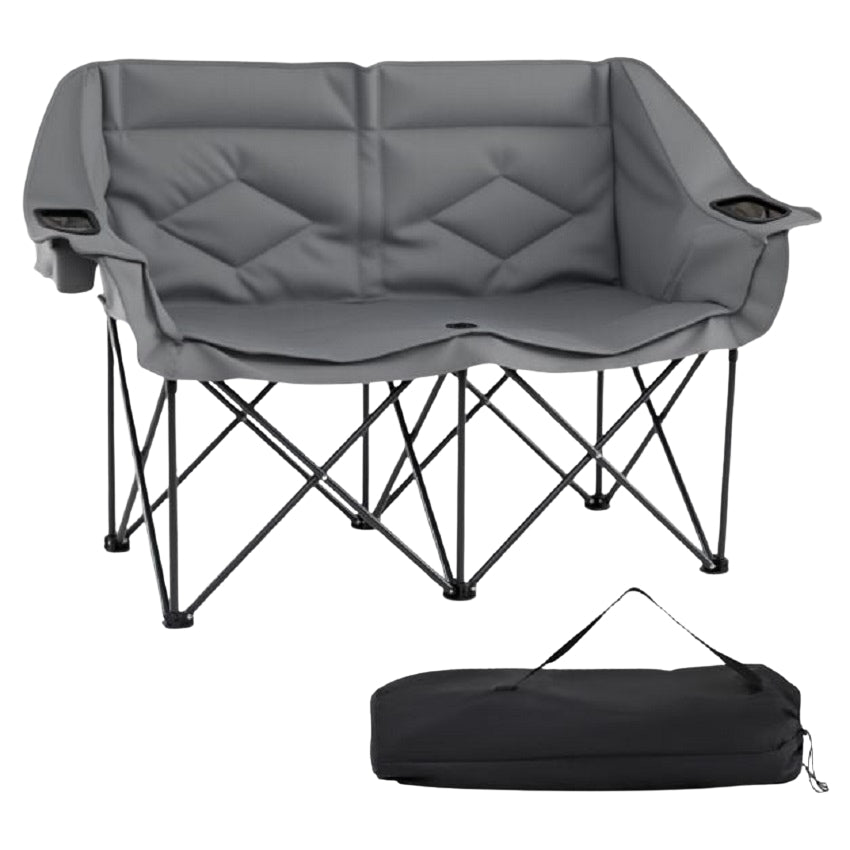 2-Person Folding Camping Chair, Cup Holders, 300 Kg