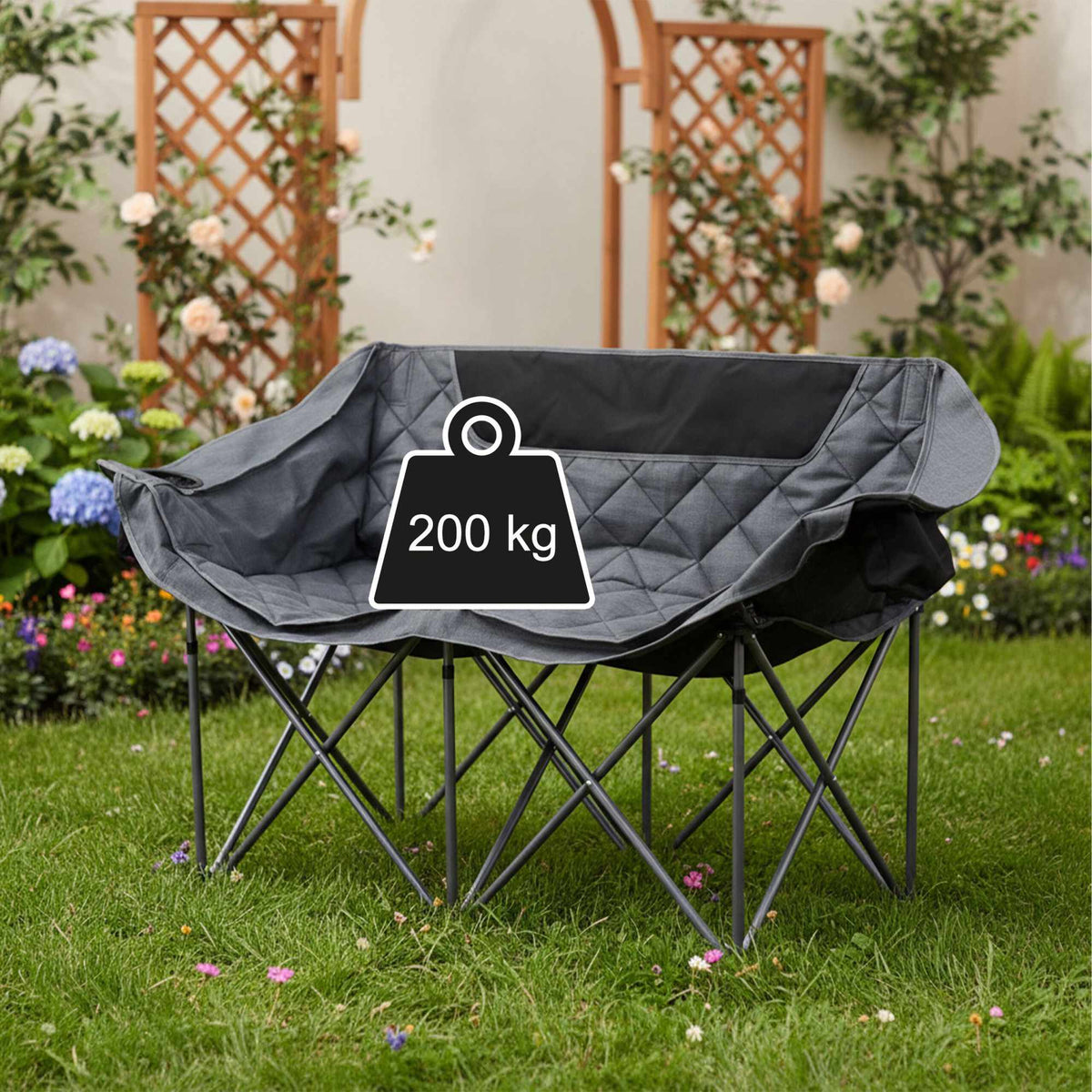 2-Person Folding Camping Chair with Cup Holder