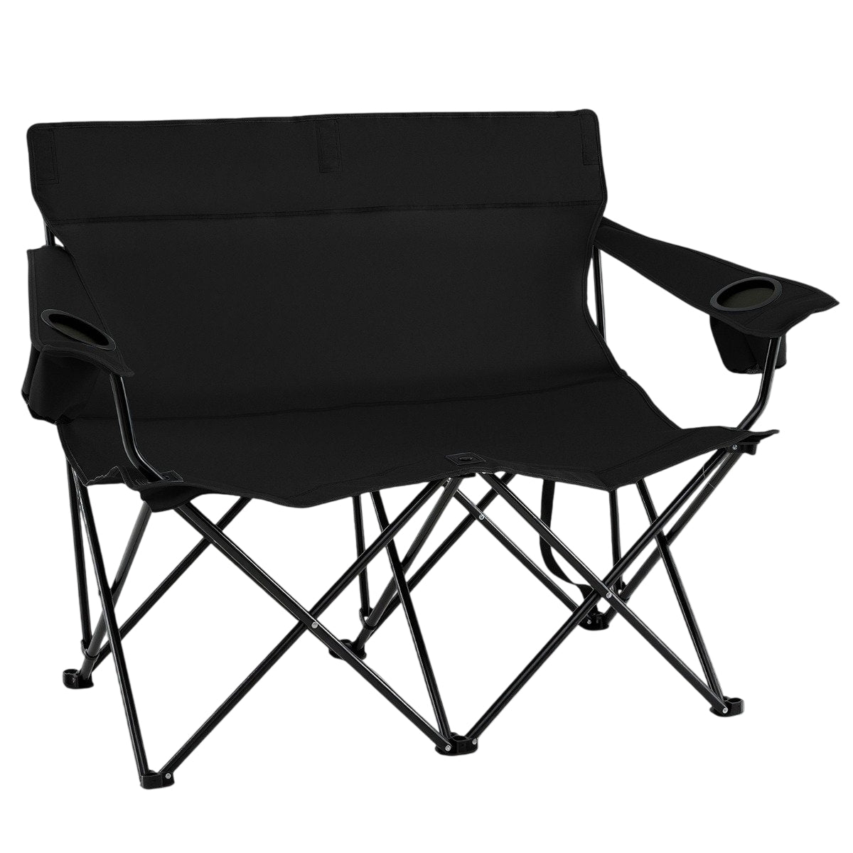 2-Person Folding Camping Chair with Cup Holders & Carry Bag