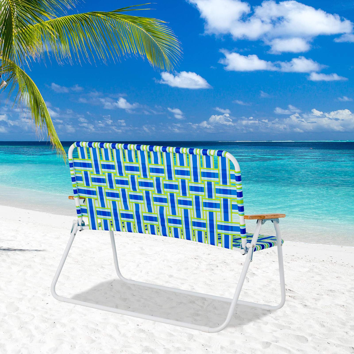 2-Person Folding Outdoor Chair with Armrests, 661 lb