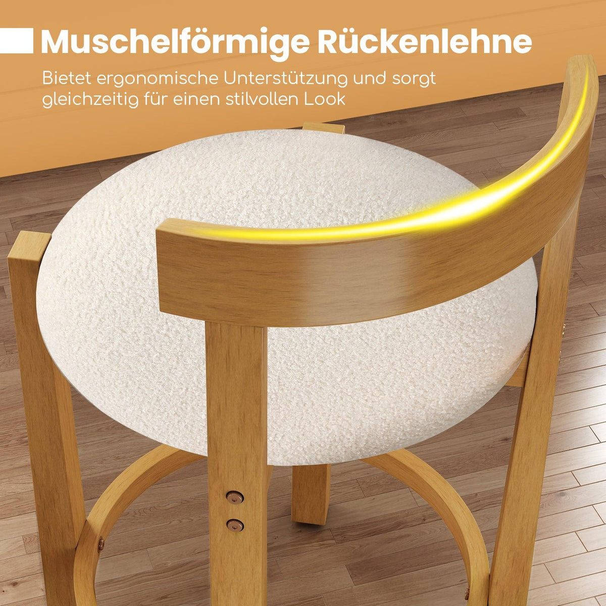 2-Piece Bar Stool Set, Wood, 62cm Seat Height, Natural