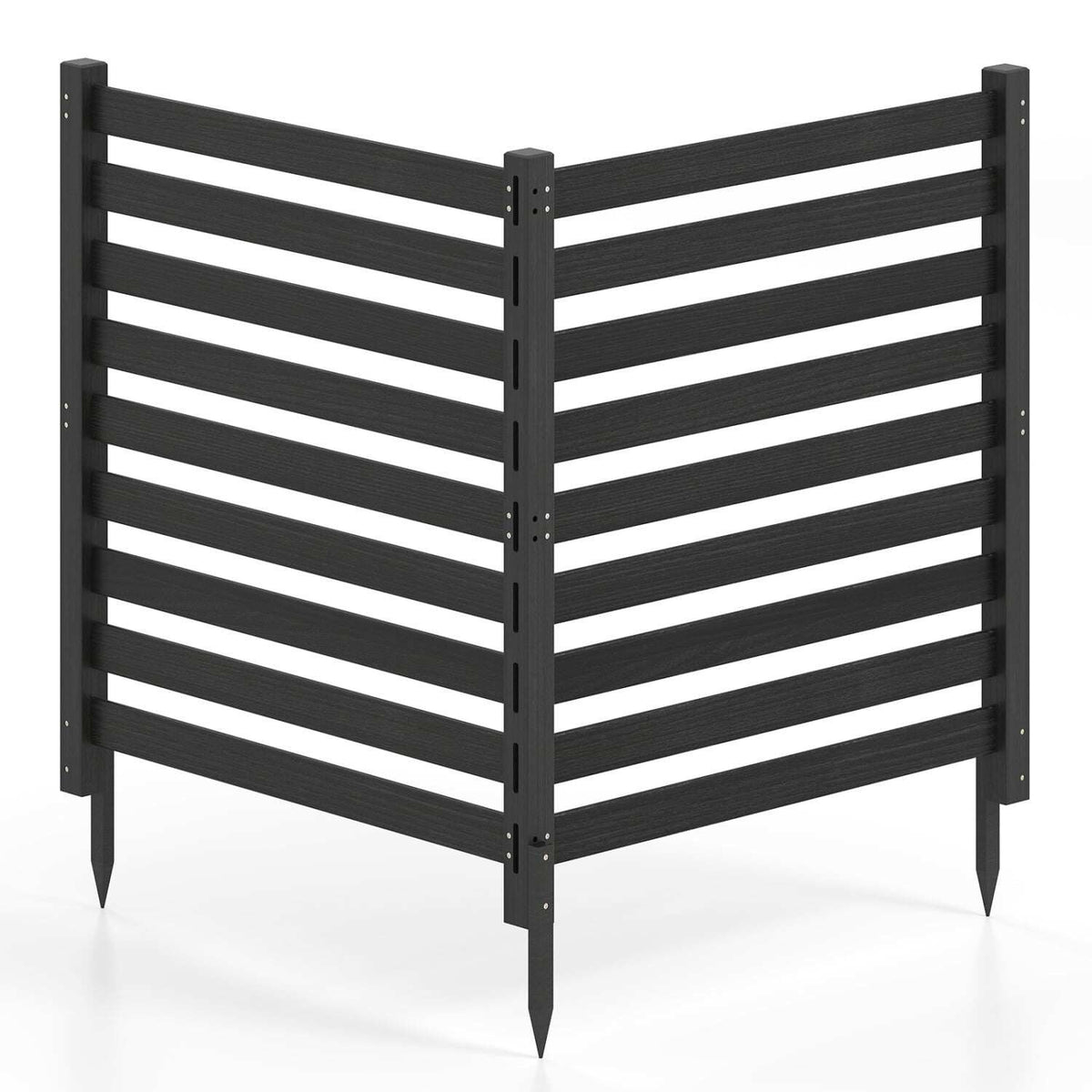 2-Piece Cedar Garden Fence Set with Metal Posts, 98x107 cm