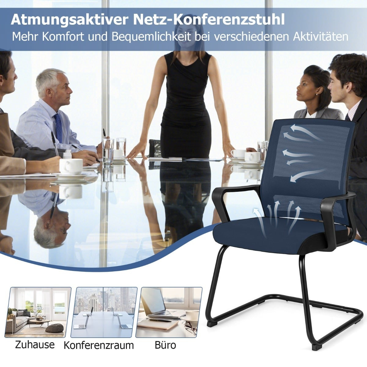 2-Piece Ergonomic Guest Chair Set with Lumbar Support