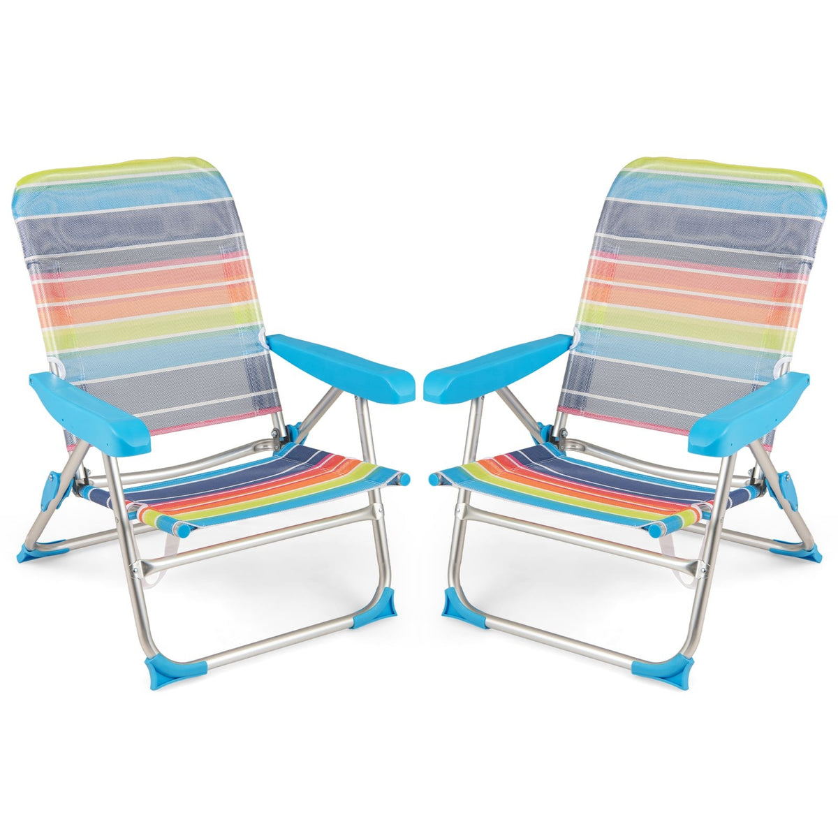 2-Piece Folding Beach Chair Set, Adjustable Backrest