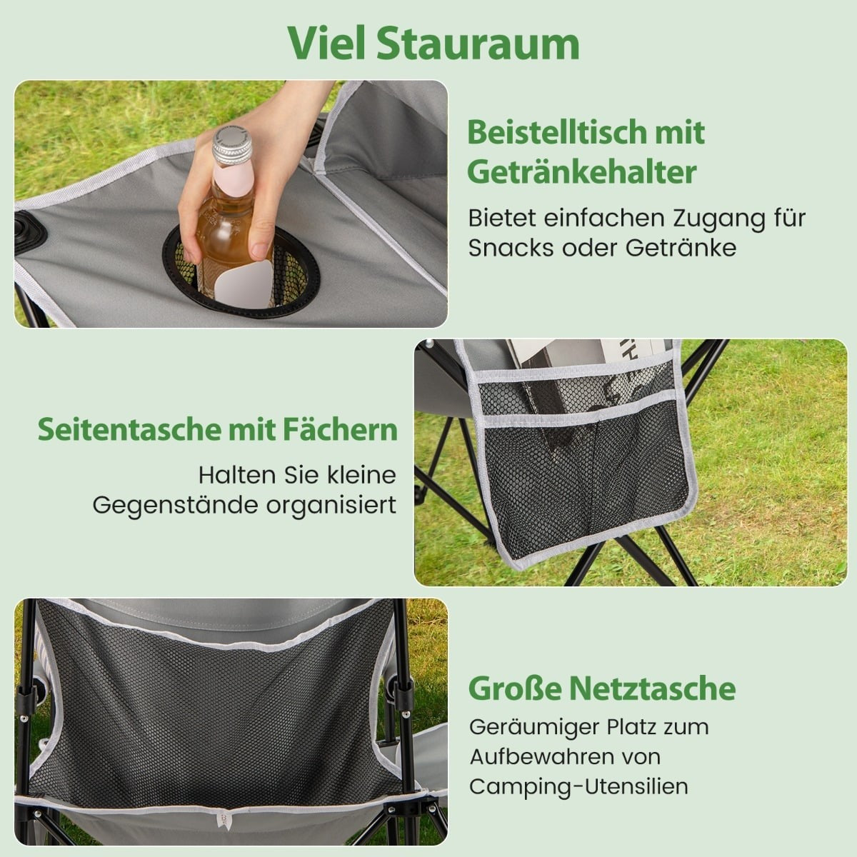 2-Piece Folding Beach Chair Set with Adjustable Backrest