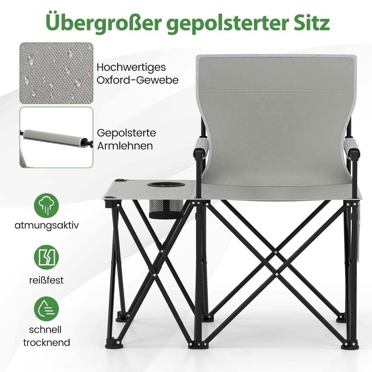 2-Piece Folding Beach Chair Set with Adjustable Backrest