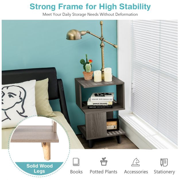 2-Piece Modern Nightstand Set, 2-Tier, Solid Wood Legs