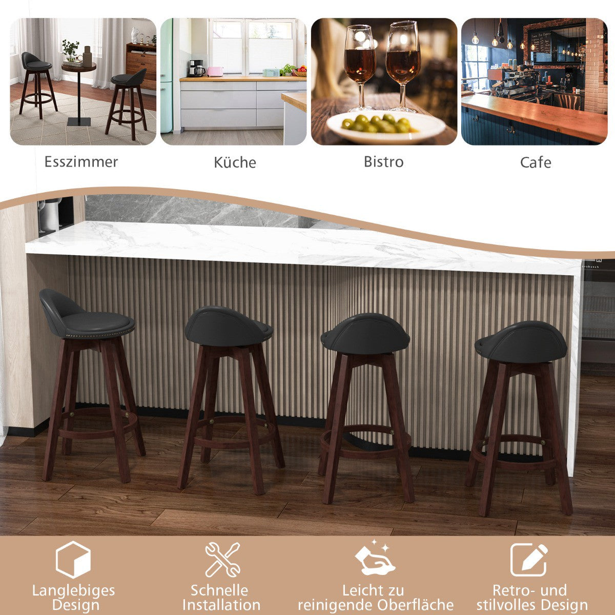 2-Piece Swivel Bar Stool Set, Cushioned Low Back