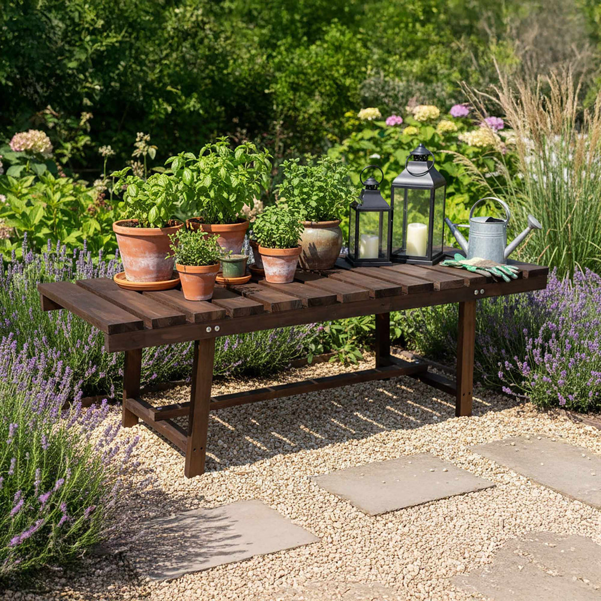 2-Seat Fir Wood Garden Bench – Outdoor Furniture