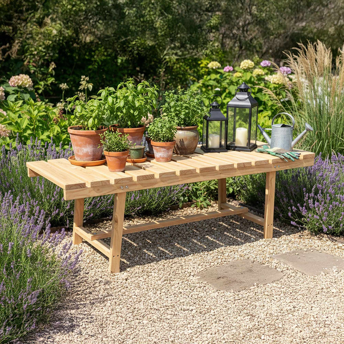 2-Seat Fir Wood Garden Bench for Outdoor Relaxation