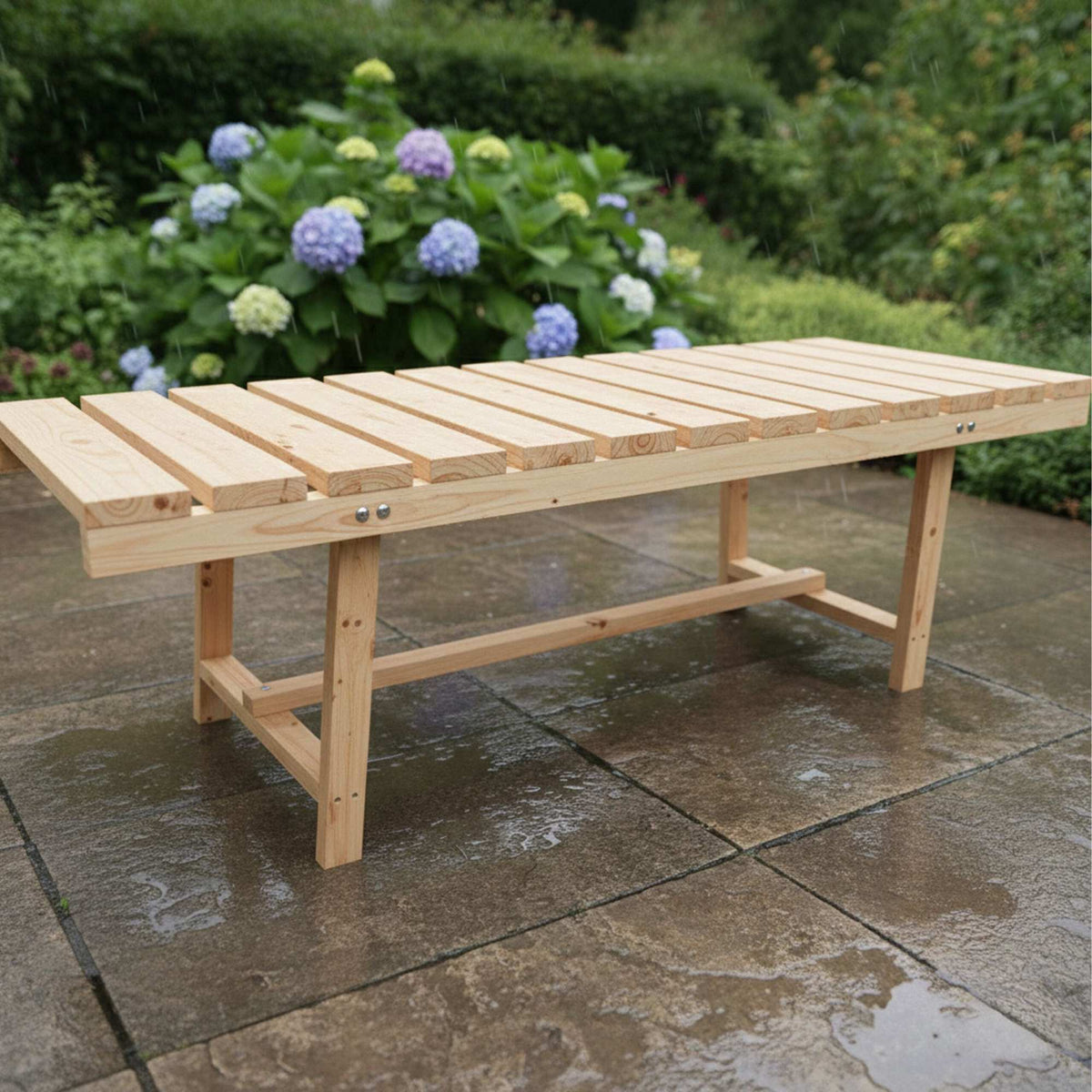 2-Seat Fir Wood Garden Bench for Outdoor Relaxation
