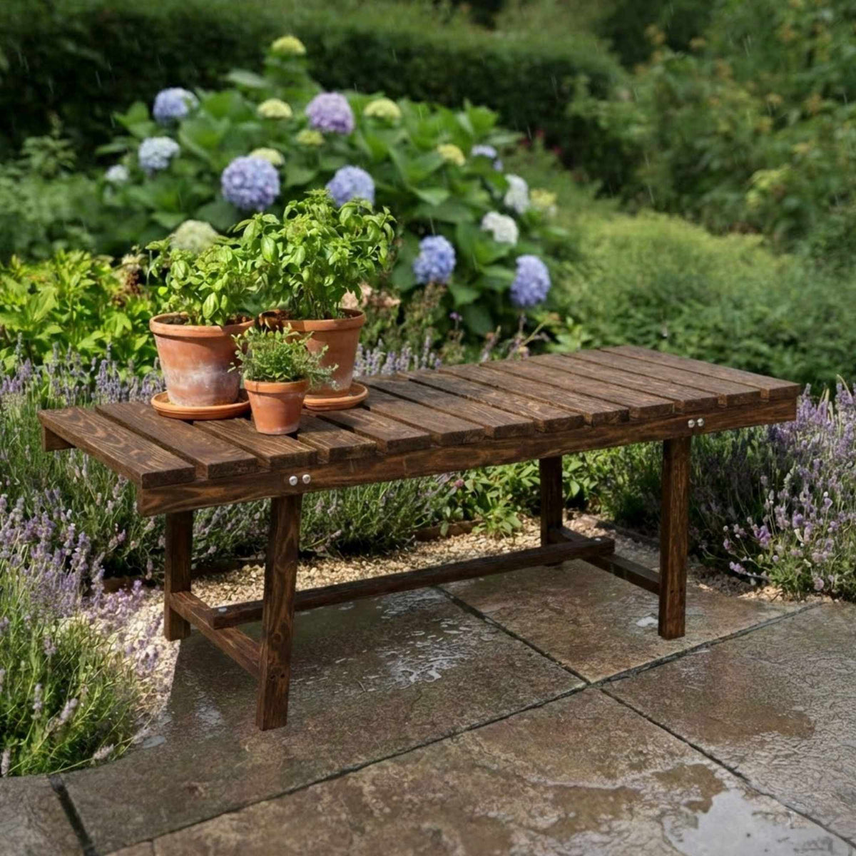 2-Seat Fir Wood Garden Bench for Outdoor Use
