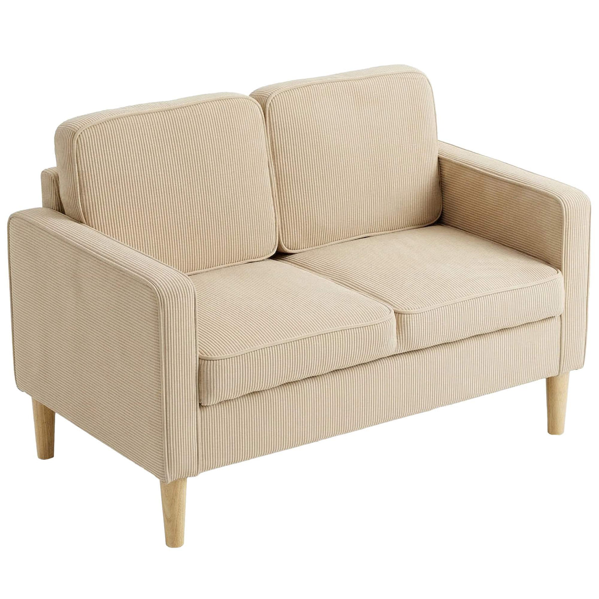 2-Seater Corduroy Sofa with Storage, Beige, 117 x 63 cm