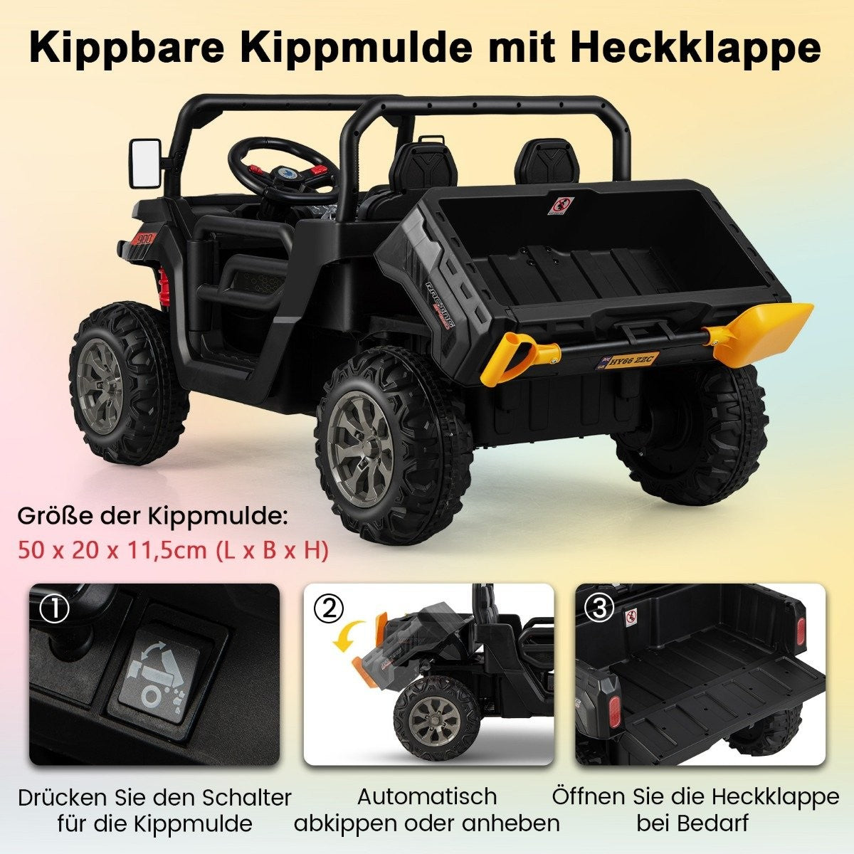2-Seater Electric Ride-On Truck with Remote Control, Black