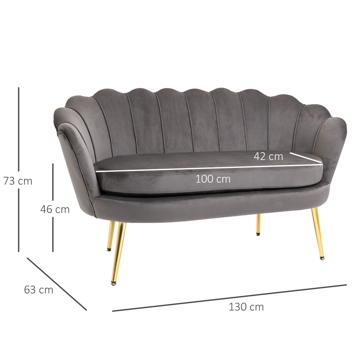 2-Seater Fabric Sofa, Two-Seater Lounge Sofa With Soft, Generous Cushions, Upholstered Sofa, Seating, Upholstered Furniture, Design Sofa, Elegant Velvet Polyester