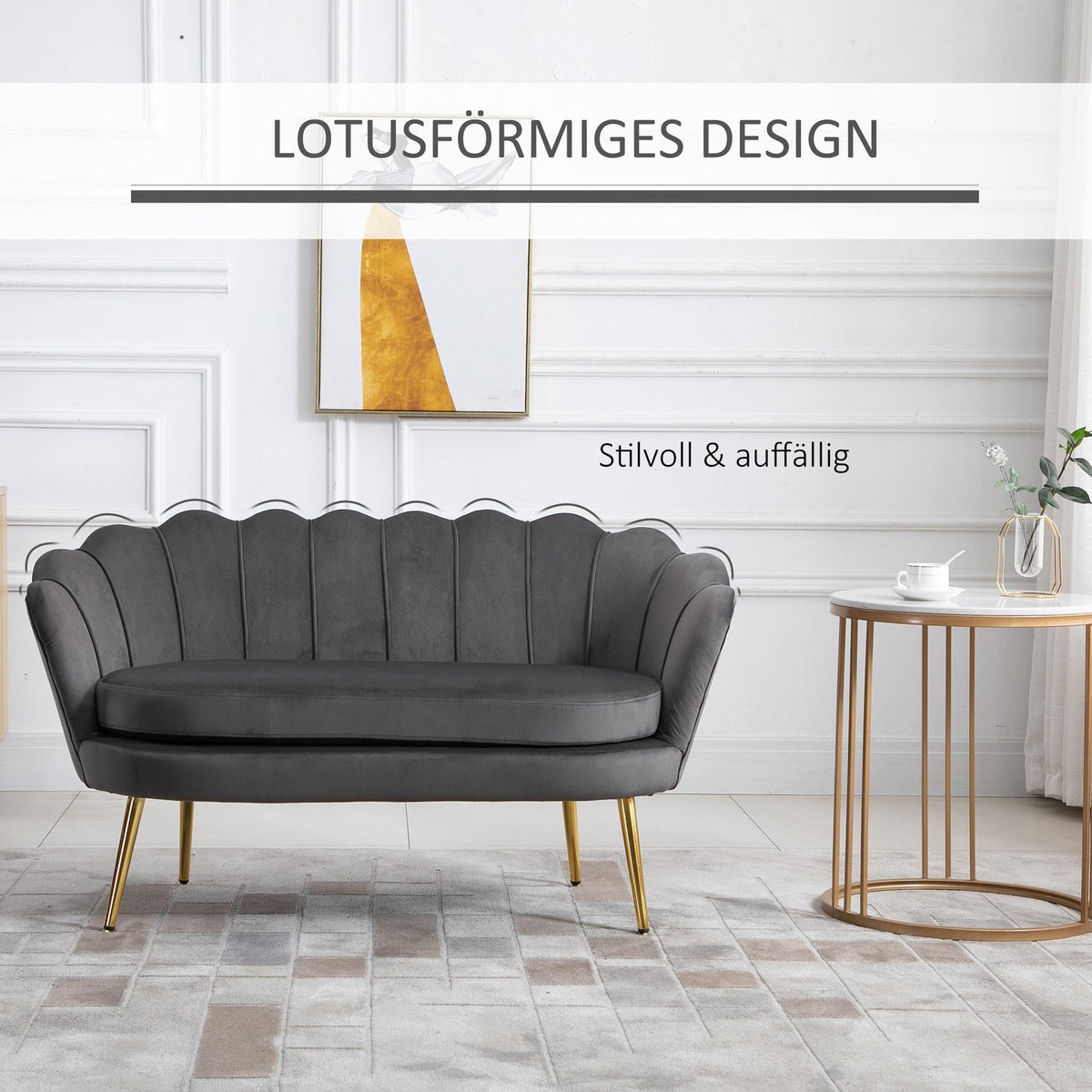 2-Seater Fabric Sofa, Two-Seater Lounge Sofa With Soft, Generous Cushions, Upholstered Sofa, Seating, Upholstered Furniture, Design Sofa, Elegant Velvet Polyester