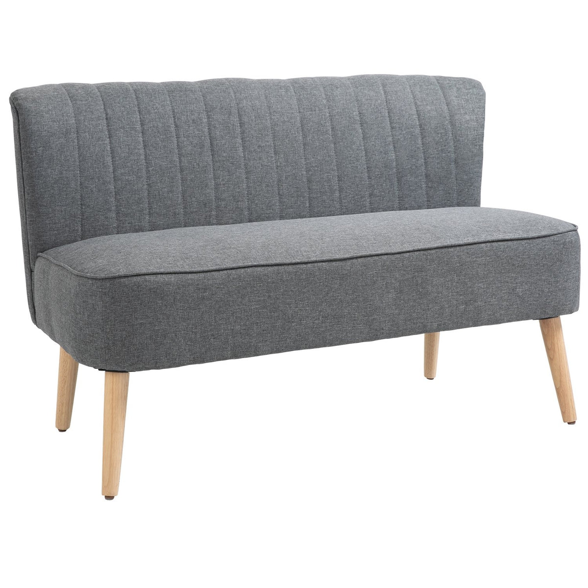 2-Seater Fabric Sofa Upholstered Sofa Seating Lounge Sofa Wood Foam Light Gray 117 X 56.5 X 77 Cm