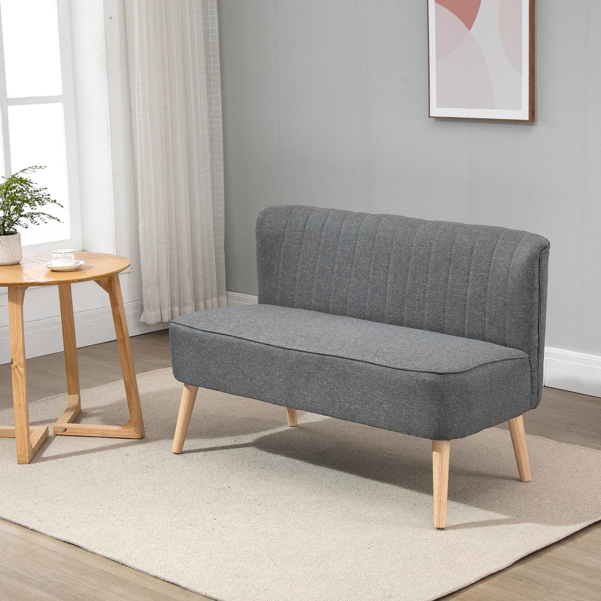 2-Seater Fabric Sofa Upholstered Sofa Seating Lounge Sofa Wood Foam Light Gray 117 X 56.5 X 77 Cm