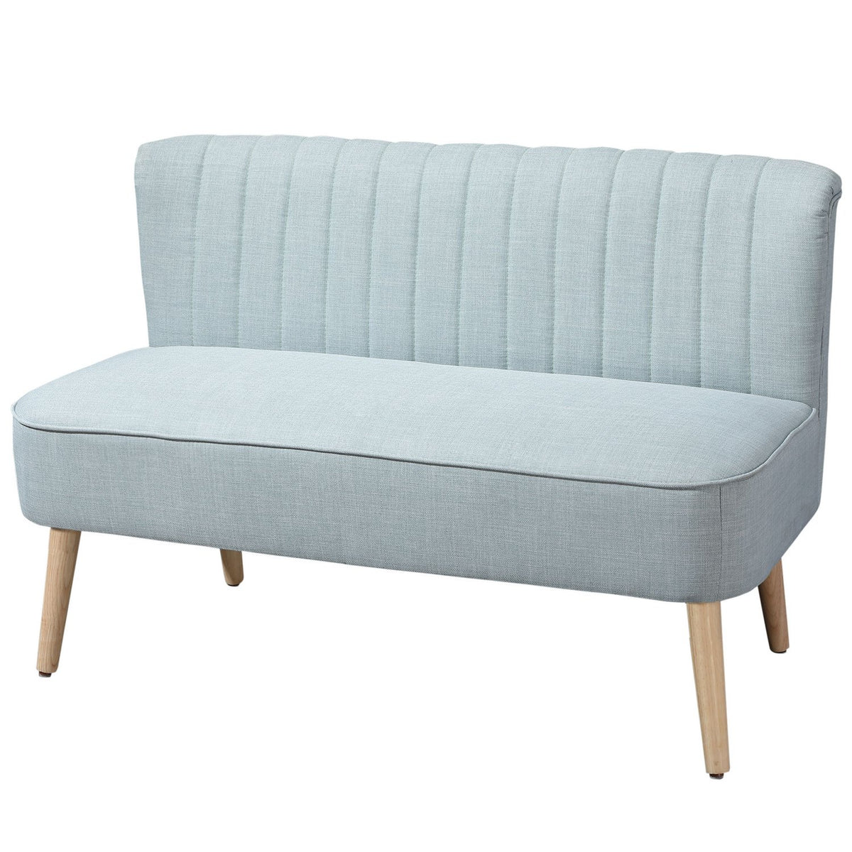 2-Seater Fabric Sofa, Upholstered Sofa, Seating, Lounge Sofa, Wood, Foam, Light Green, 117 X 56.5 X 77 Cm