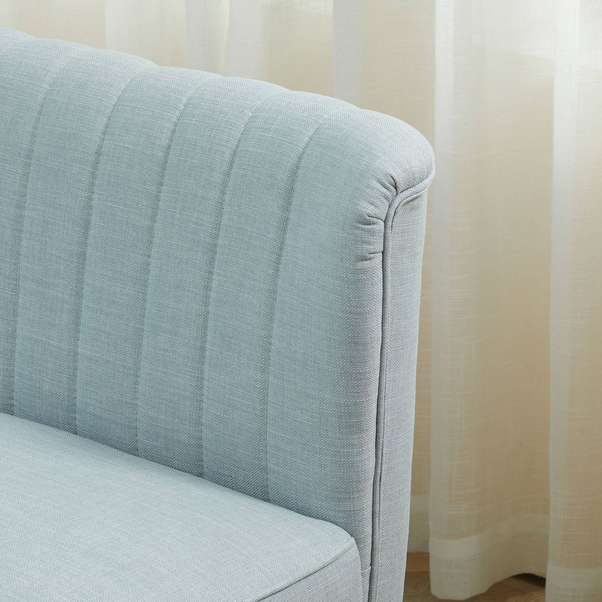 2-Seater Fabric Sofa, Upholstered Sofa, Seating, Lounge Sofa, Wood, Foam, Light Green, 117 X 56.5 X 77 Cm