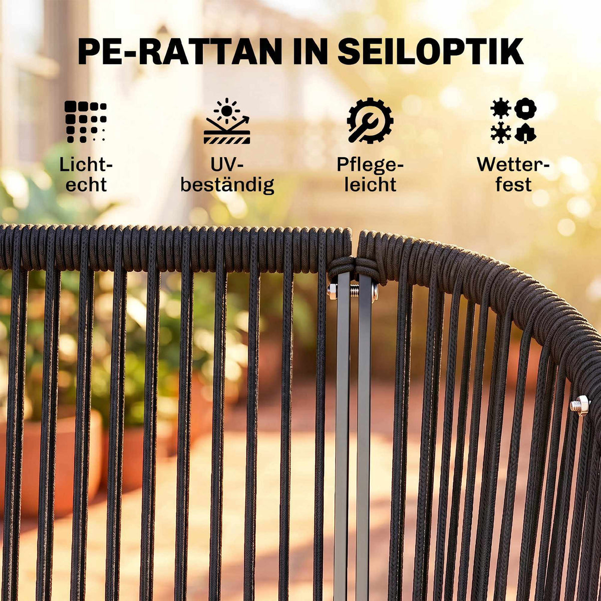2-Seater Garden Swing with Adjustable Canopy, Dark Grey