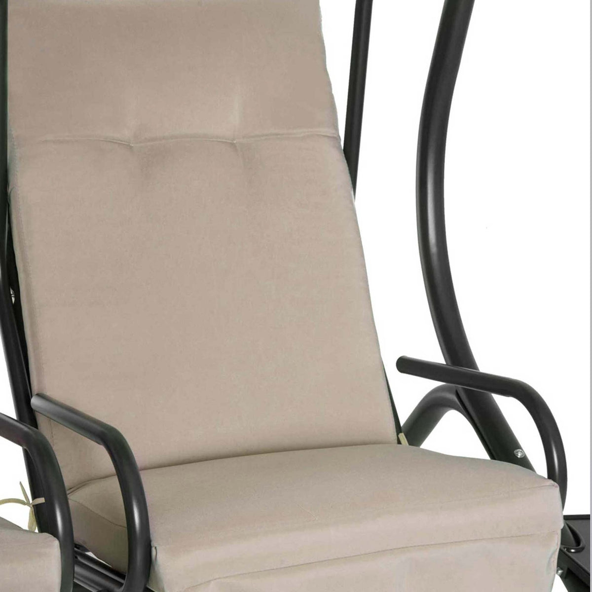 2-Seater Hollywood Swing Garden Swing With Sun Canopy Garden Steel Beige 170 X 136 X 170 Cm