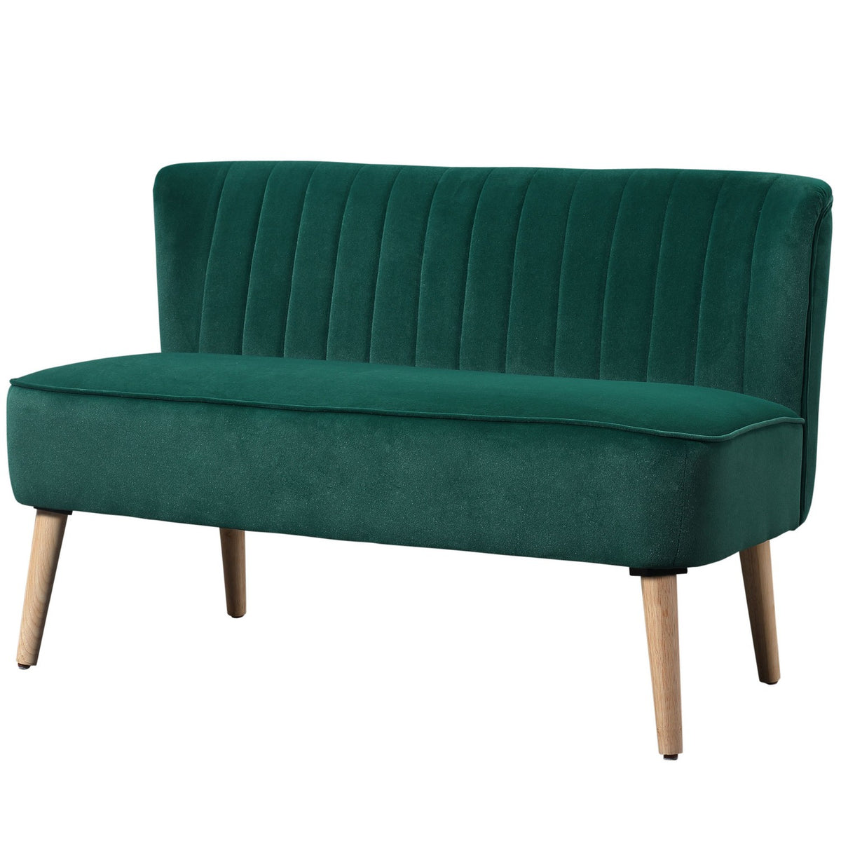 2-Seater Lounge Sofa Two-Seater Sofa Wood Velvet-Like Polyster Foam Dark Green 117 X 56.5 X 77 Cm