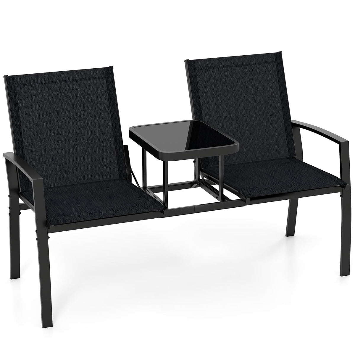 2-Seater Outdoor Sofa with Table, Breathable Fabric