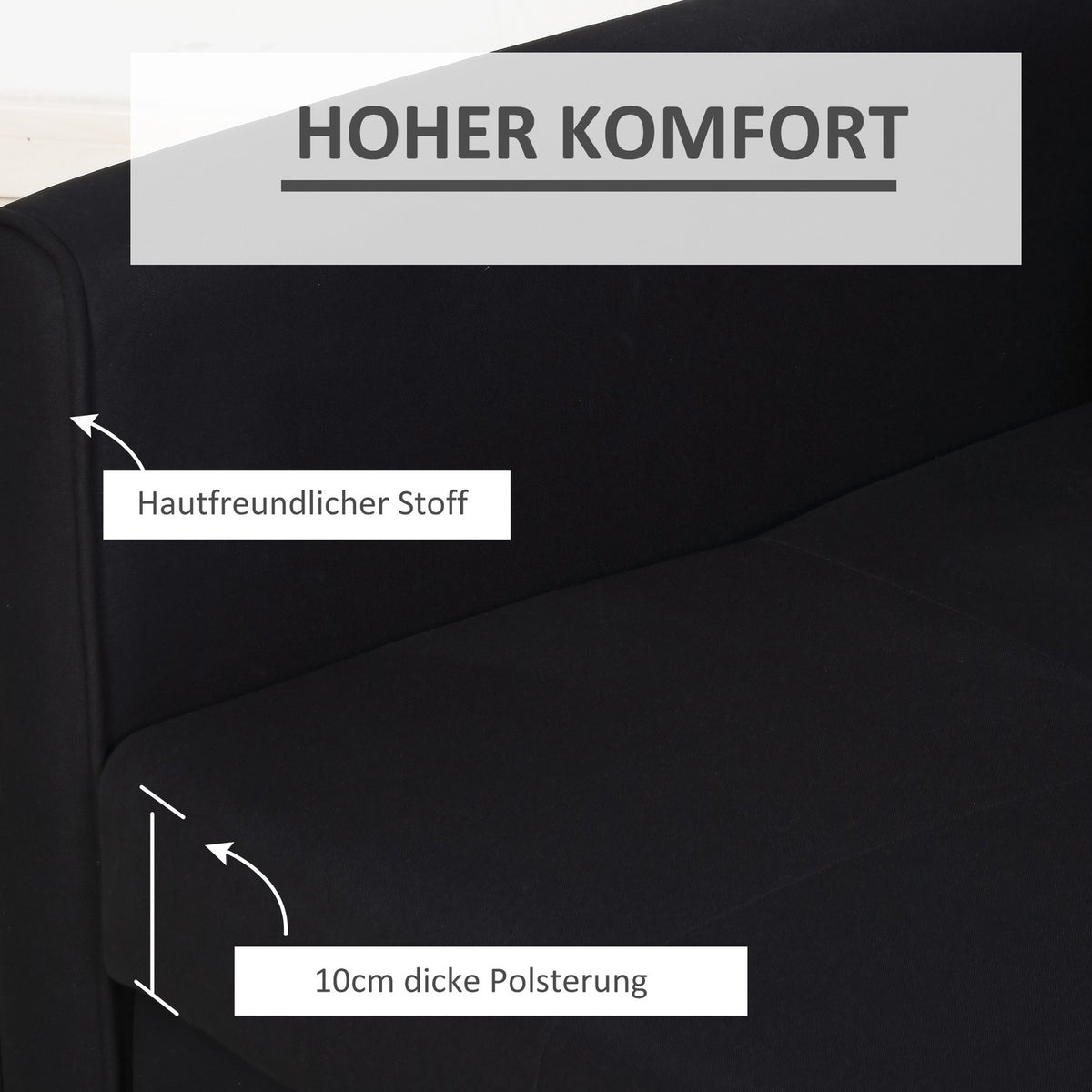 2-Seater Sofa Bed With Bed Function & Storage Space, Back Cushion, Polycotton, Wood, Charcoal Gray, 152X101X81Cm