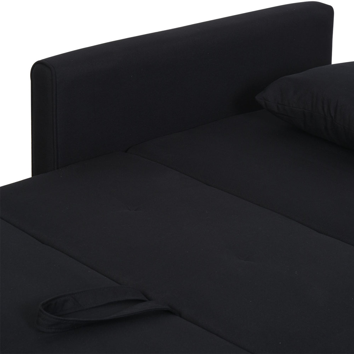 2-Seater Sofa Bed With Bed Function & Storage Space, Back Cushion, Polycotton, Wood, Charcoal Gray, 152X101X81Cm
