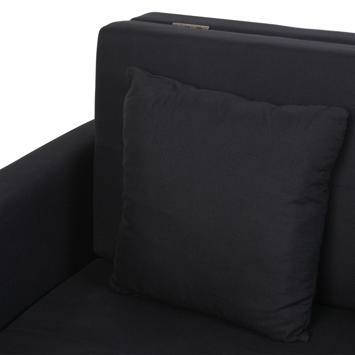2-Seater Sofa Bed With Bed Function & Storage Space, Back Cushion, Polycotton, Wood, Charcoal Gray, 152X101X81Cm