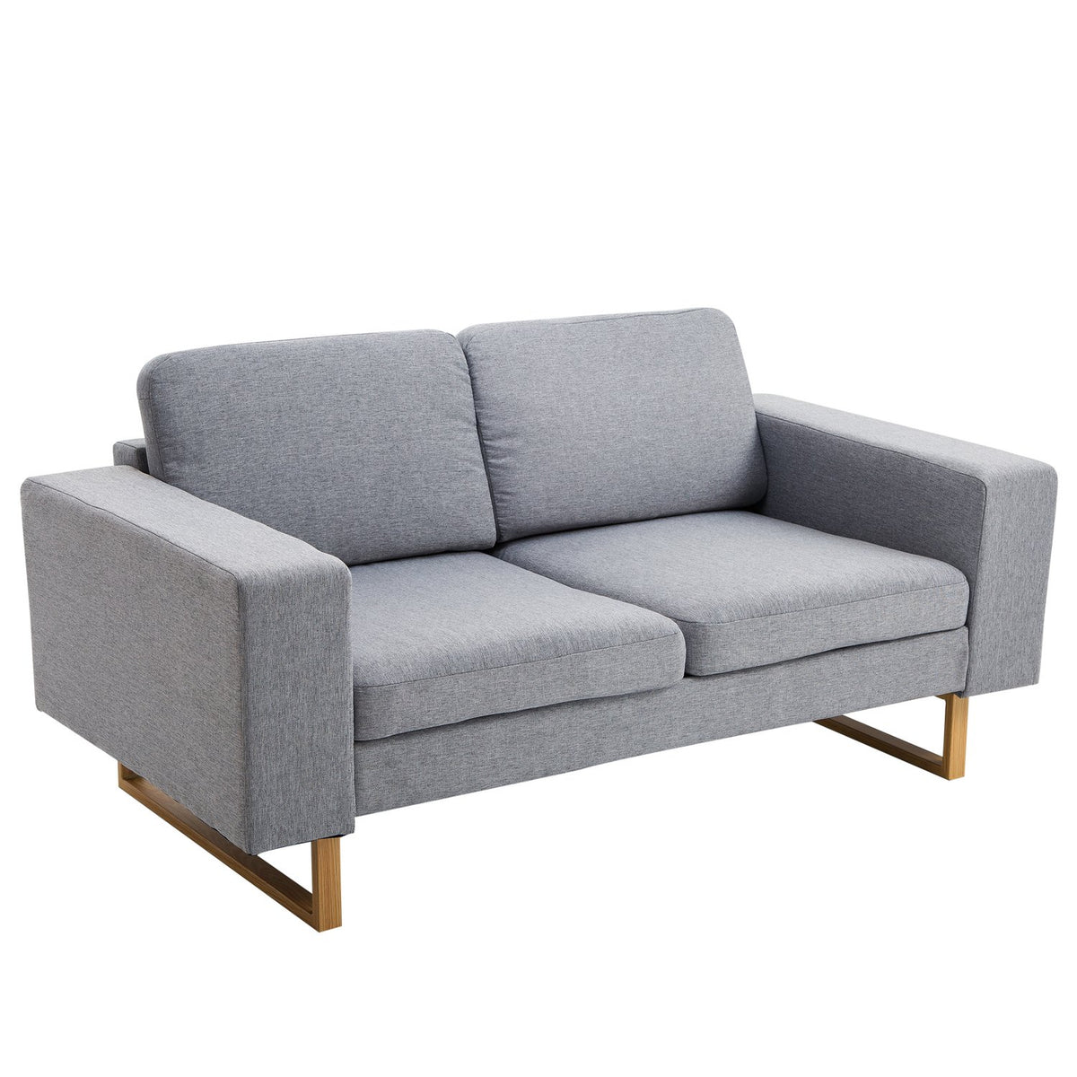2-Seater Sofa, Corner Sofa, Upholstered Sofa, Fabric Sofa, Seating, Wood, Light Gray