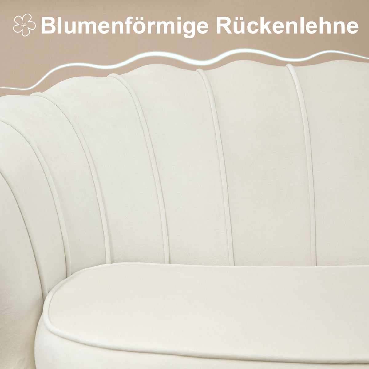 2 Seater Sofa Couch Upholstered Sofa Loveseat Armrest Velvet Up To 150Kg Living Room Bedroom Cream 130X77X77Cm