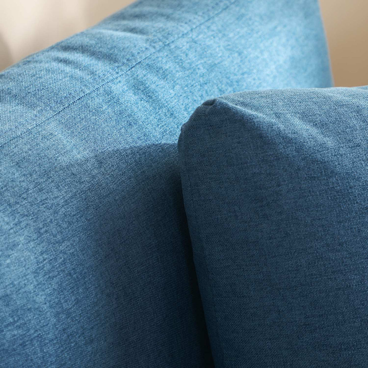 2-Seater Sofa Double Sofa Linen Look Two-Seater Cushion Wooden Legs Up To 150Kg Blue 137X78X78Cm