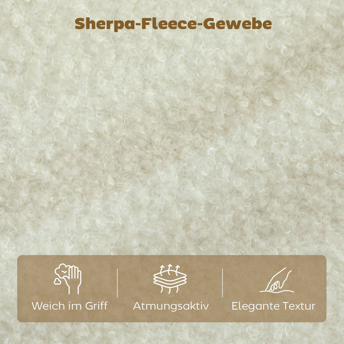 2-Seater Sofa, Sherpa Fleece, 137 cm, Cream White